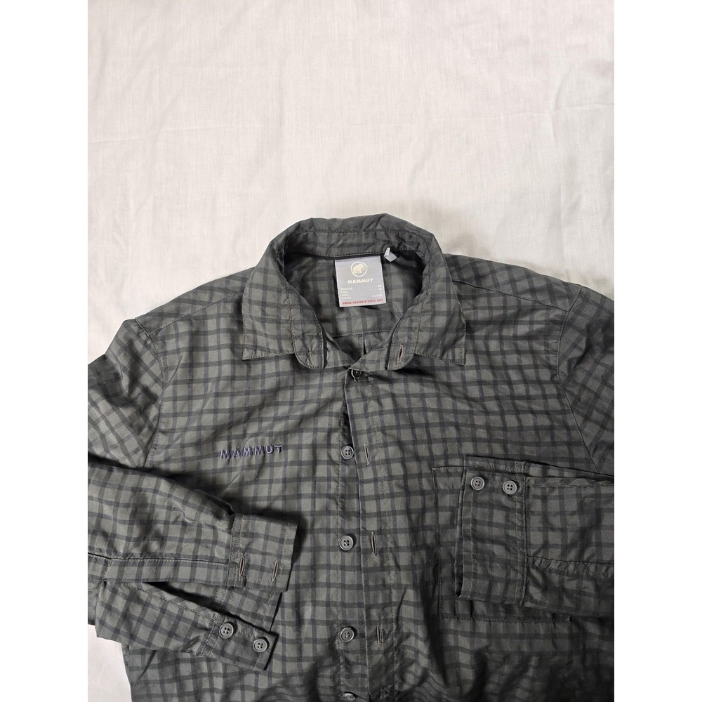 Mammut Shirt Mens Medium Gray Check Lenni Long Sleeve Button Up Lightweight